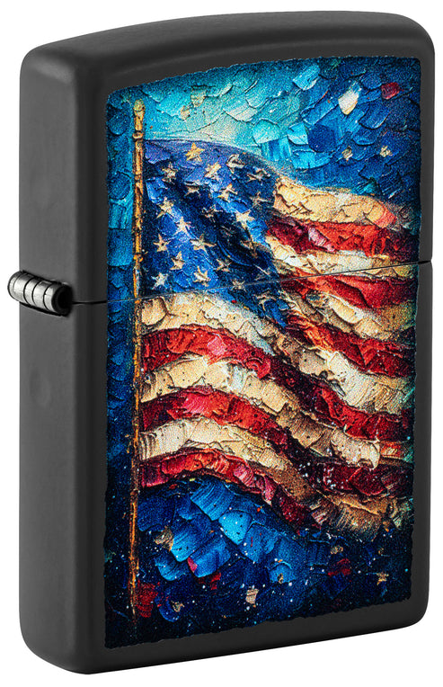 Zippo Painted Flag Design, Black Matte Finish Lighter #46718