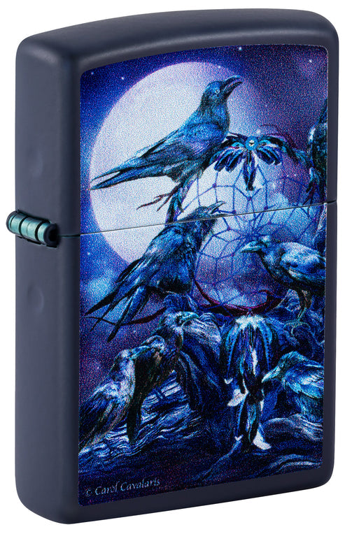 Zippo Carol Cavalaris Raven Dreams Design, Navy Matte Finish Lighter #46746