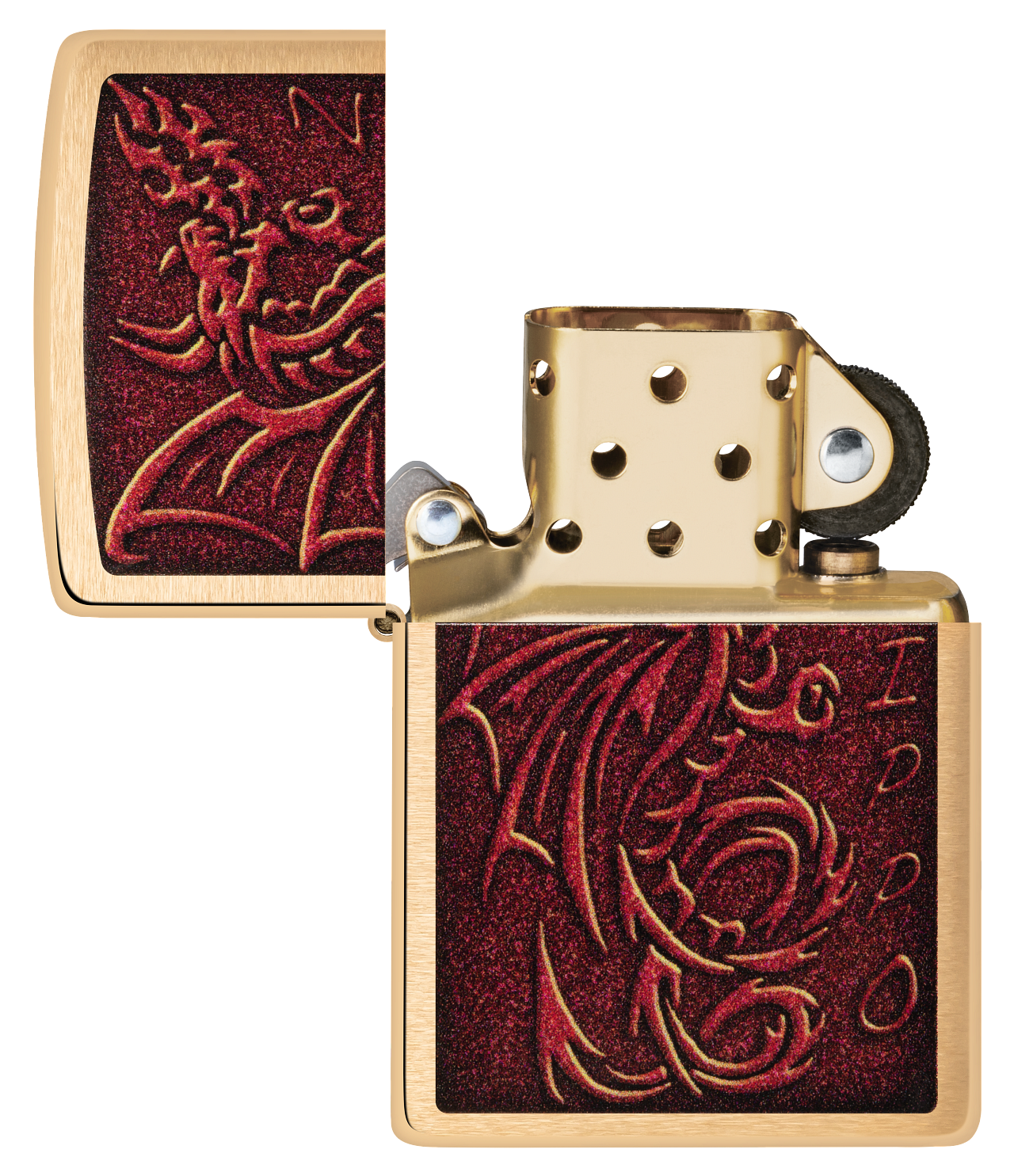 Zippo Medieval Dragon Design, Brushed Brass Lighter #48362