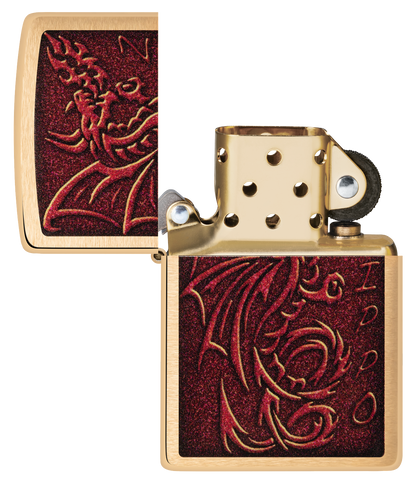 Zippo Medieval Dragon Design, Brushed Brass Lighter #48362