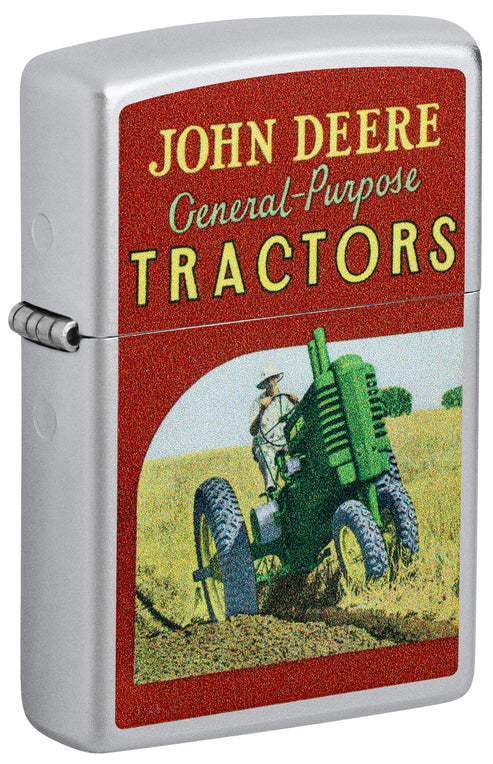Zippo John Deere Vintage Ad Design, Satin Chrome Finish Lighter #46757