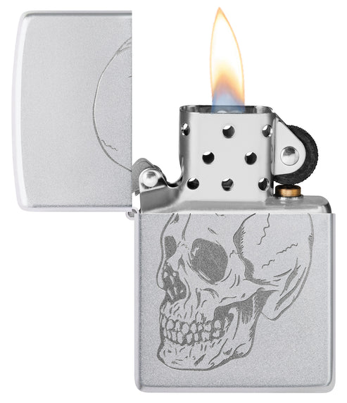 Zippo Subtle Skull Design, Satin Chrome Finish Lighter #46749