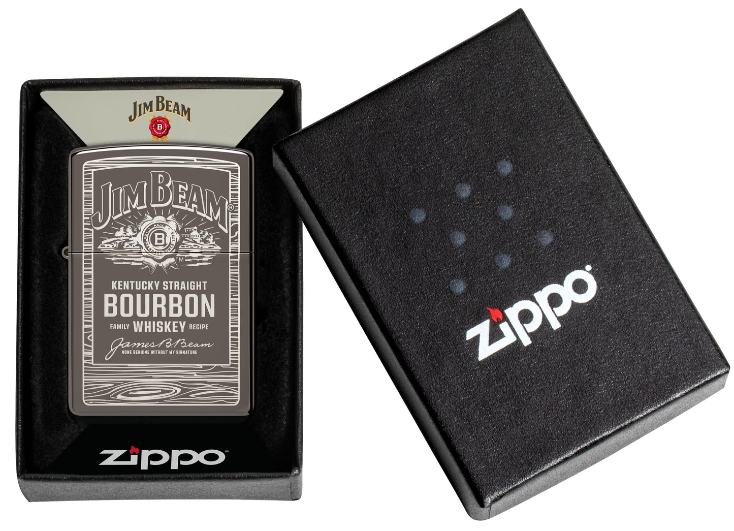 Zipo Jim Beam Whiskey, Black Ice Laser Engrave Lighter #48740