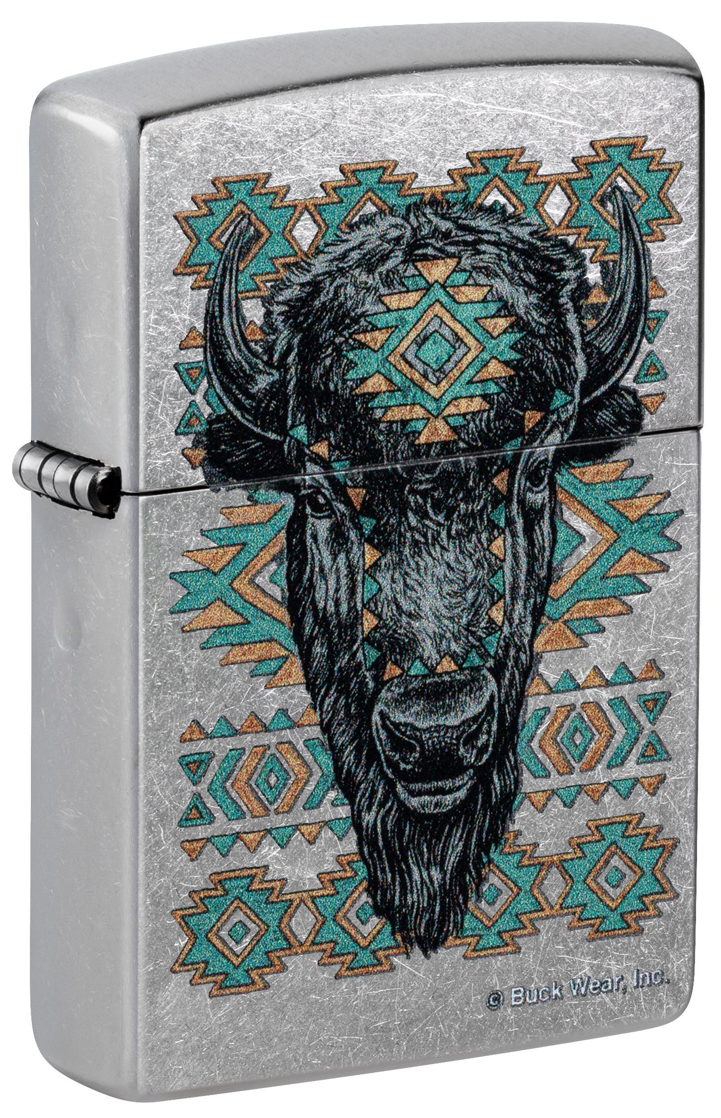 Zippo Buck Wear Buffalo Design, Street Chrome Lighter #46422