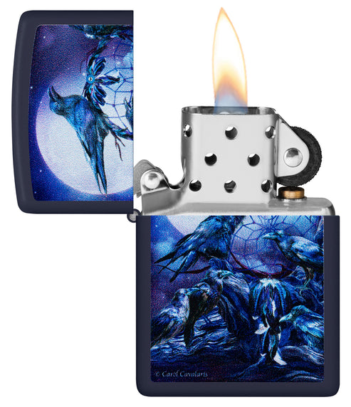 Zippo Carol Cavalaris Raven Dreams Design, Navy Matte Finish Lighter #46746