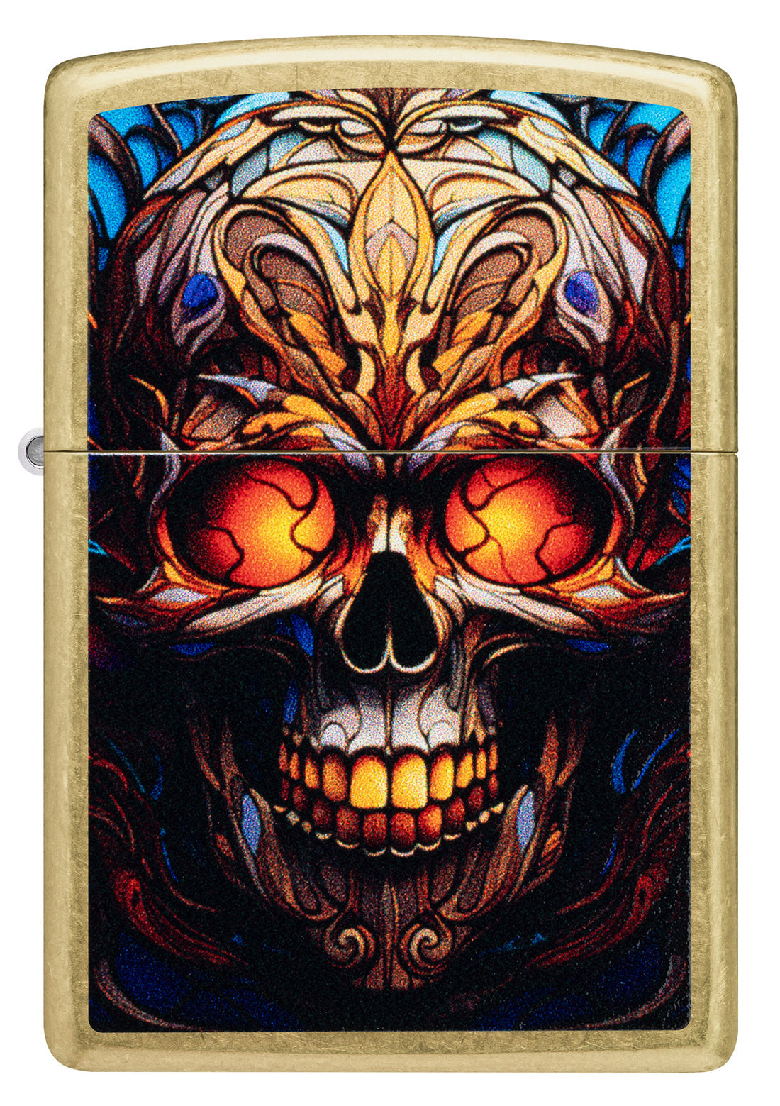 Zippo Stained Glass Skull Design, Street Brass Finish Lighter #46715
