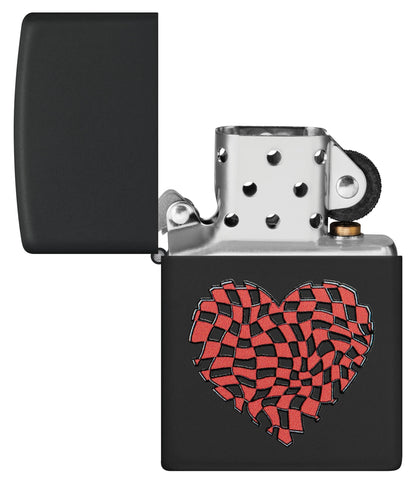 Zippo Love Heart Checkered Design, Black Matte Lighter #48719