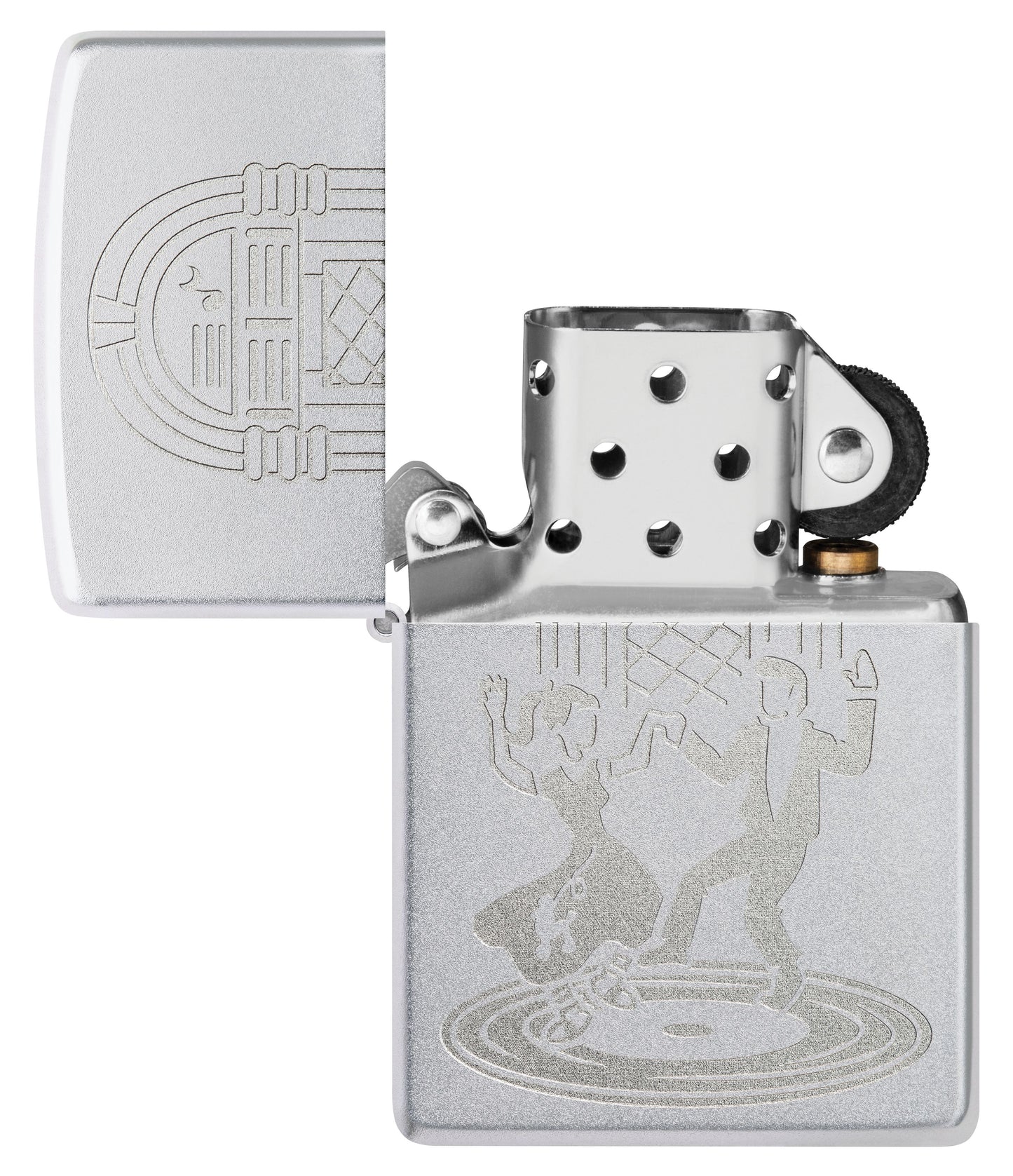 Zippo Swing Dancing Lustre Etch, Satin Chrome Lighter #48728