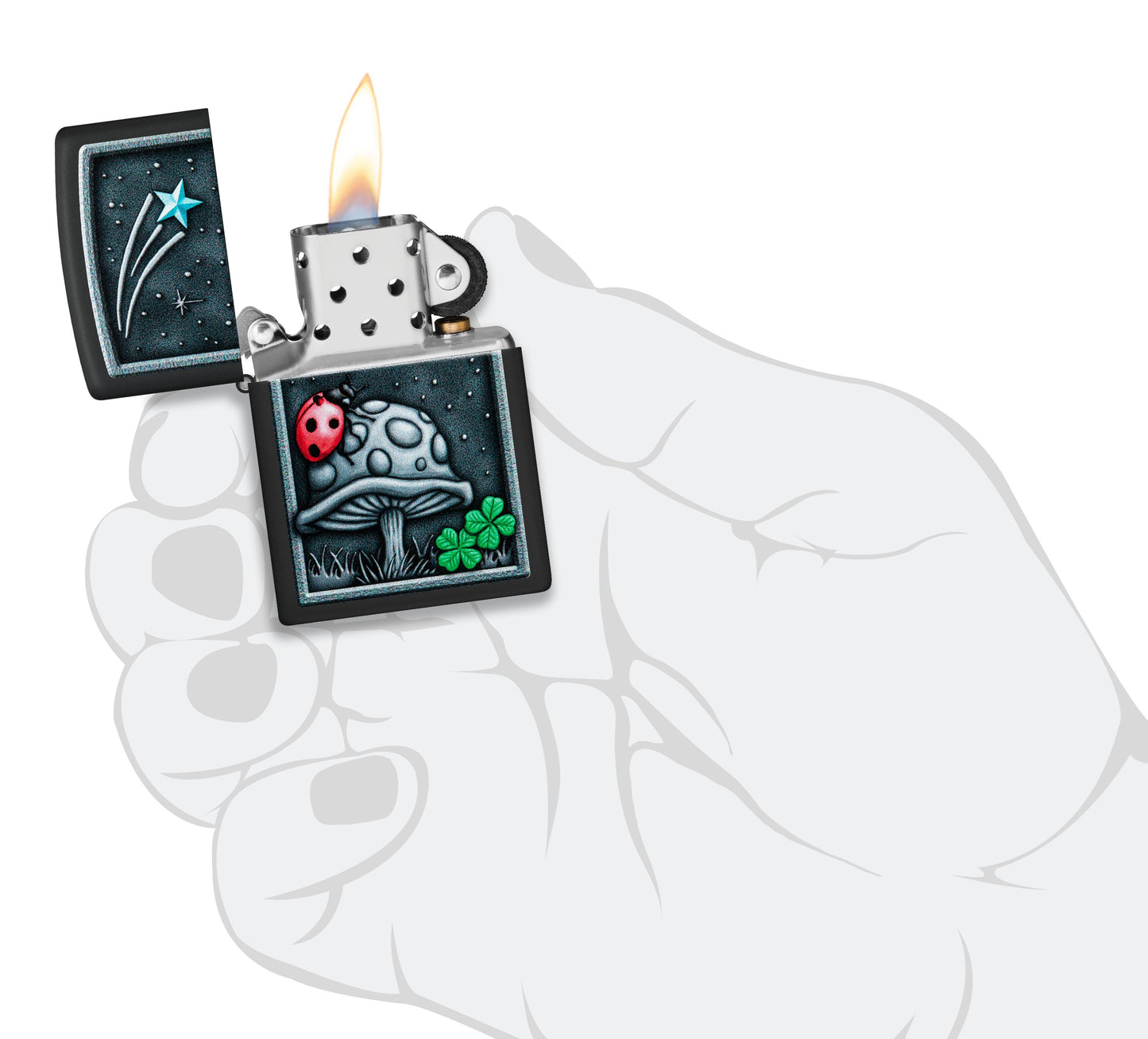 Zippo Luck and Fortune Design, Black Matte Lighter #48724