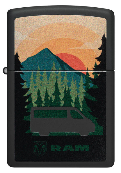 Zippo Ram Truck Automobile Nature Design, Black Matte Color Image Lighter #48764