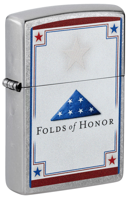 Zippo Folds of Honor Logo Design, Street Chrome Finish Lighter #46768