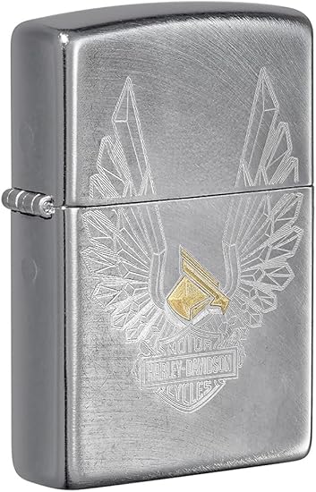 Zippo Harley Davidson Golden Eagle, Brushed Chrome Finish, Windproof Lighter #49464