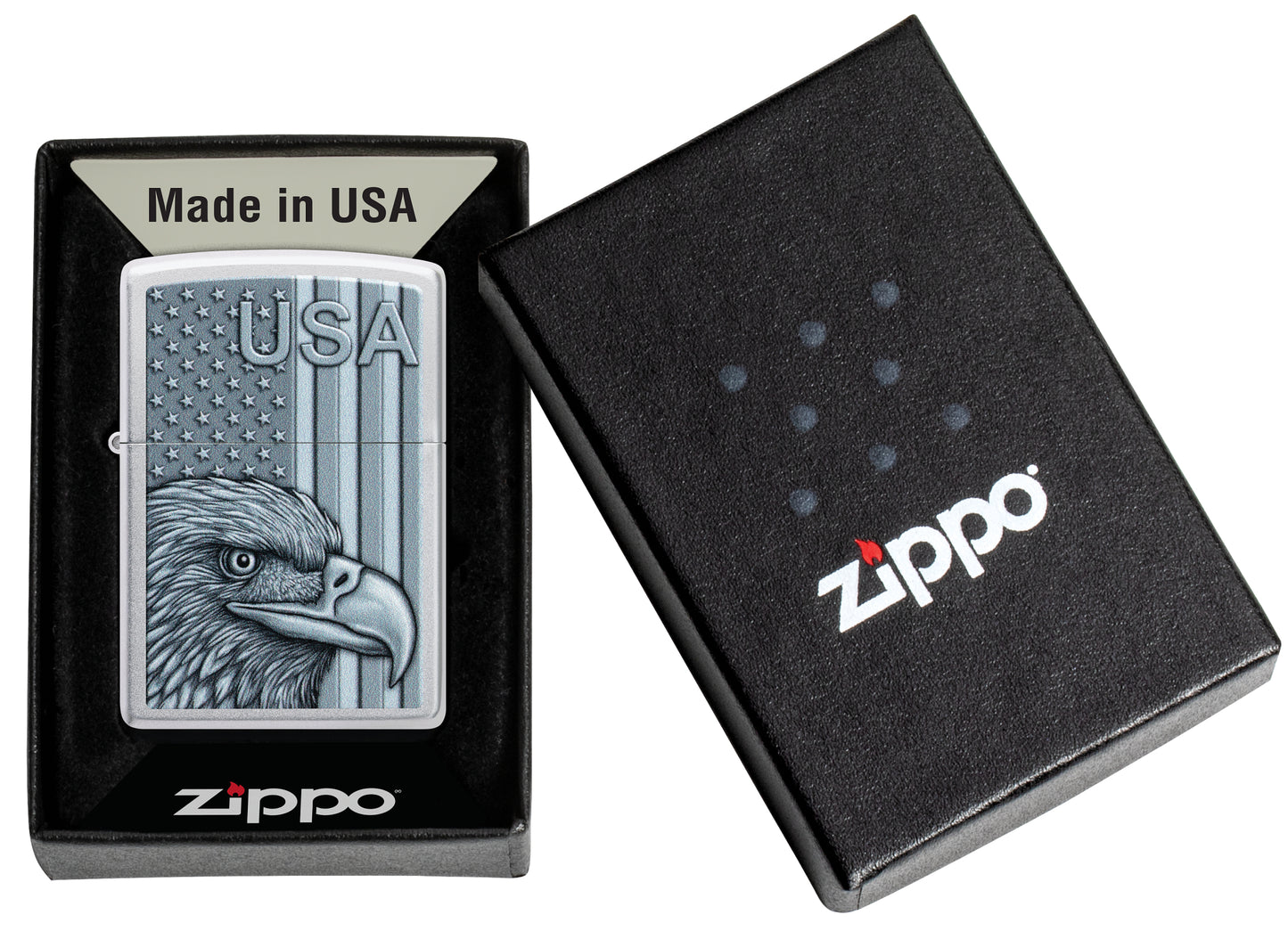 Zippo USA Pride Eagle Design, Satin Chrome Lighter #46825