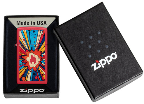 Zippo Comic Blast Design, Slim Red Matte Finish Lighter #46716