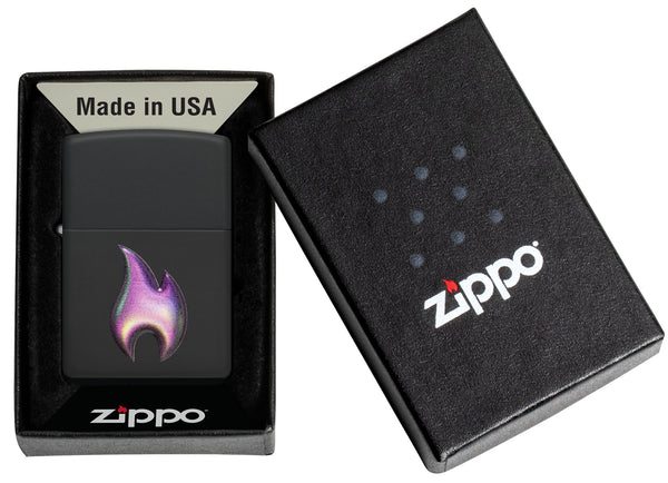 Zippo Texture Flame Design Black Matte Lighter #46965