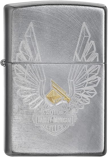 Zippo Harley Davidson Golden Eagle, Brushed Chrome Finish, Windproof Lighter #49464