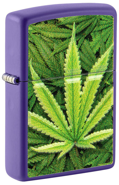 Zippo Cannabis Leaf Design, Textured Print, Purple Matte Windproof Lighter #49790