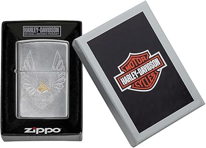 Zippo Harley Davidson Golden Eagle, Brushed Chrome Finish, Windproof Lighter #49464