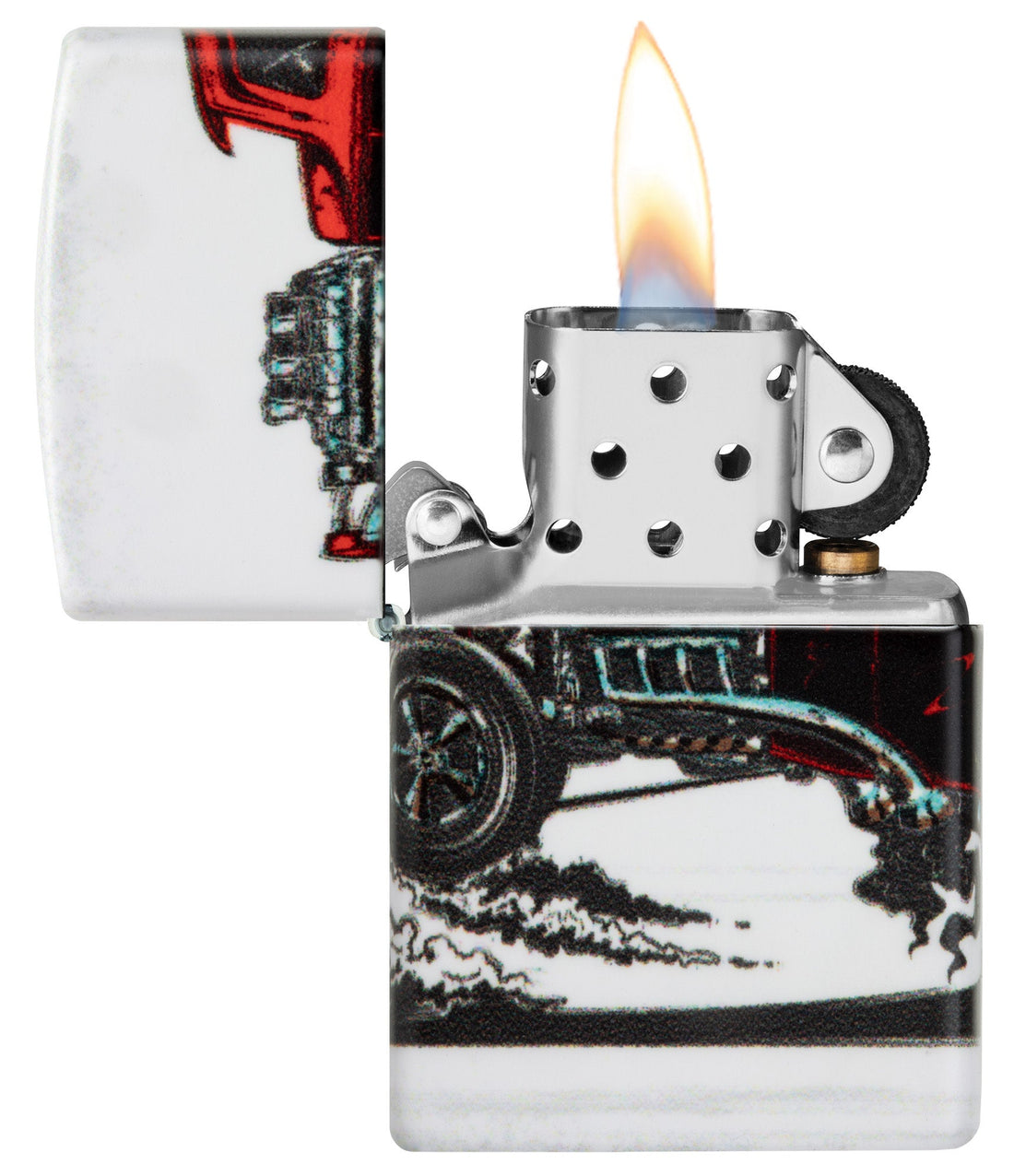 Zippo Classic Hot Rod 540 Design, White Matte Lighter #48660