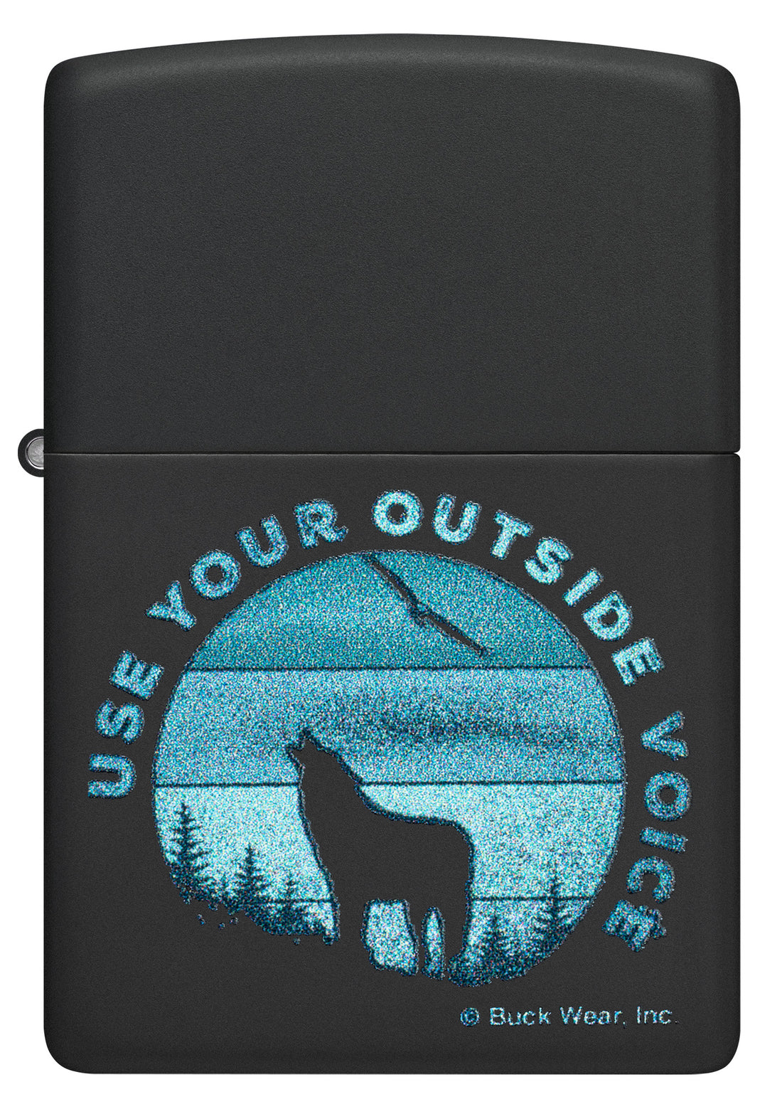 Zippo Buck Wear “Use Your Outside Voice” Design, Black Matte Finish Lighter #46590