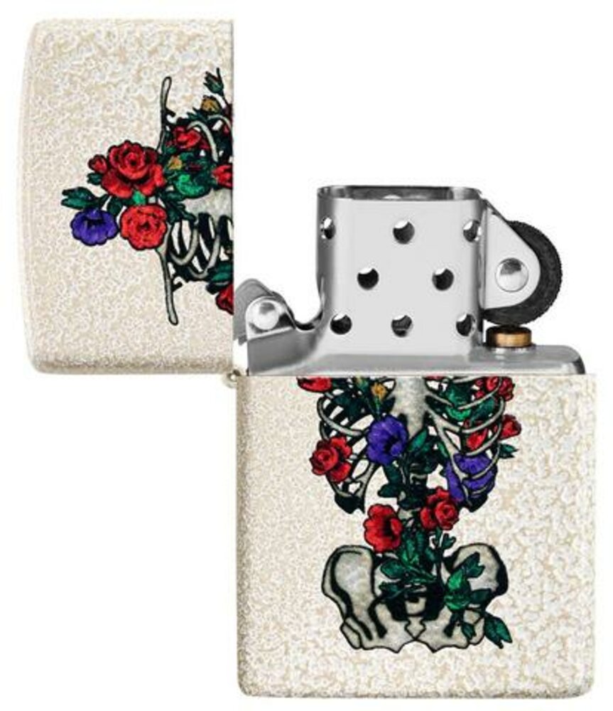 Zippo Floral Skeleton, Mercury Glass Finish, Genuine Windproof Lighter #49252