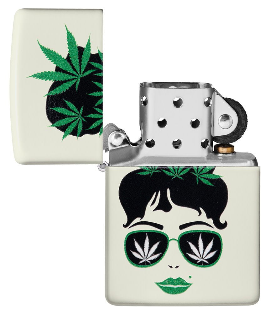 Zippo Cannabis Girl Glow-In-The-Dark Design, Windproof Lighter #49837