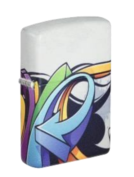 Zippo Graffiti Arrow Design, 360 Wrap White Matte Lighter #48094