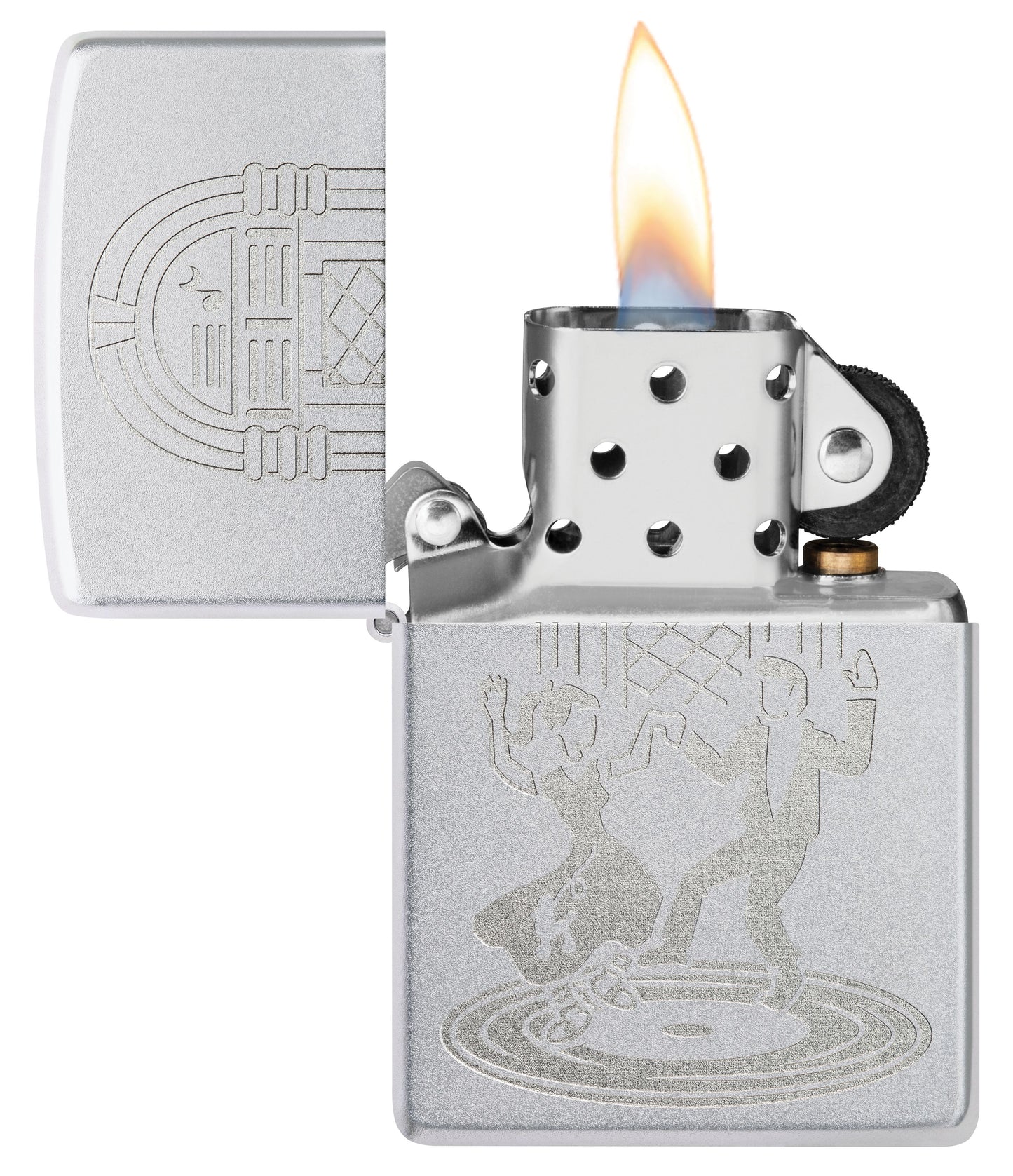 Zippo Swing Dancing Lustre Etch, Satin Chrome Lighter #48728