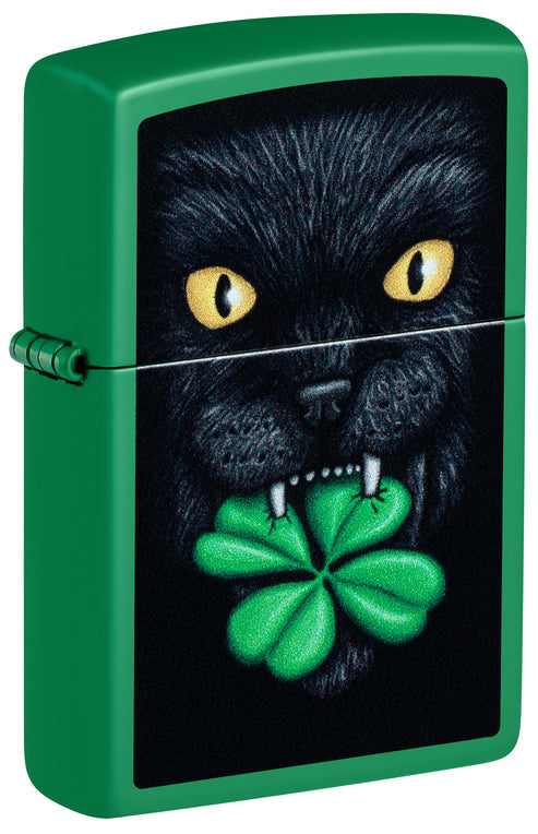 Zippo Feline Lucky Design, Grass Green Matte Finish Lighter #46721