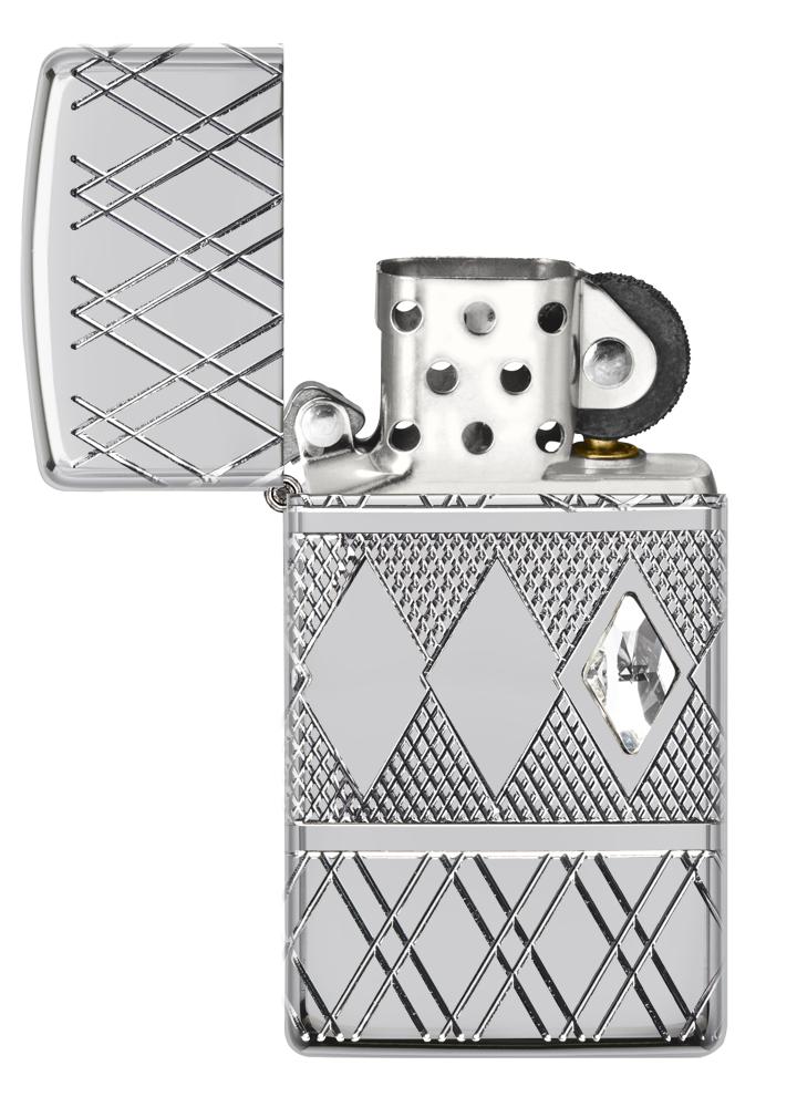 Zippo Slim Armor Diamond Pattern Design, High Polish Chrome Lighter #49052