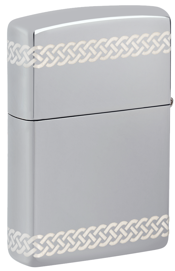 Zippo Four Leaf Clover 360 Design, High Polish Chrome Lighter #48586