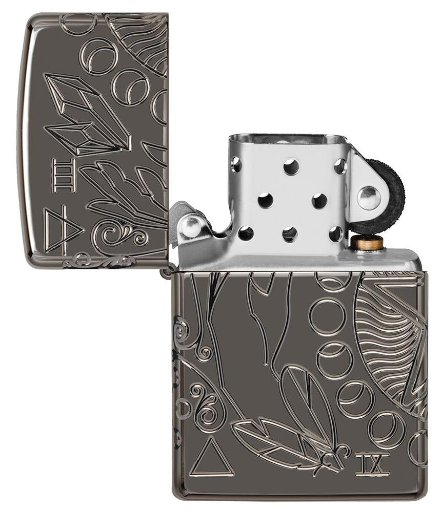 Zippo 360° Armor Black Ice MultiCut Sprirtual Design Windproof Lighter #49689