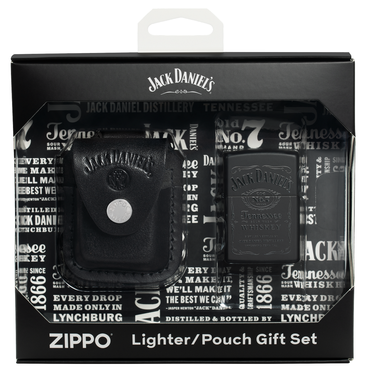Zippo Jack Daniels Black Matte Lighter and Pouch Gift Set #48460