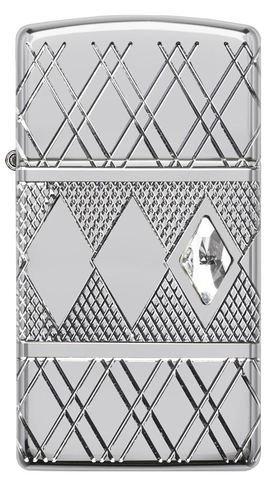 Zippo Slim Armor Diamond Pattern Design, High Polish Chrome Lighter #49052