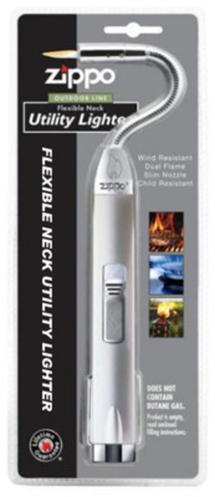 Zippo Silver Flex Neck Utility Lighter, Dual Flame, Unfilled #121351