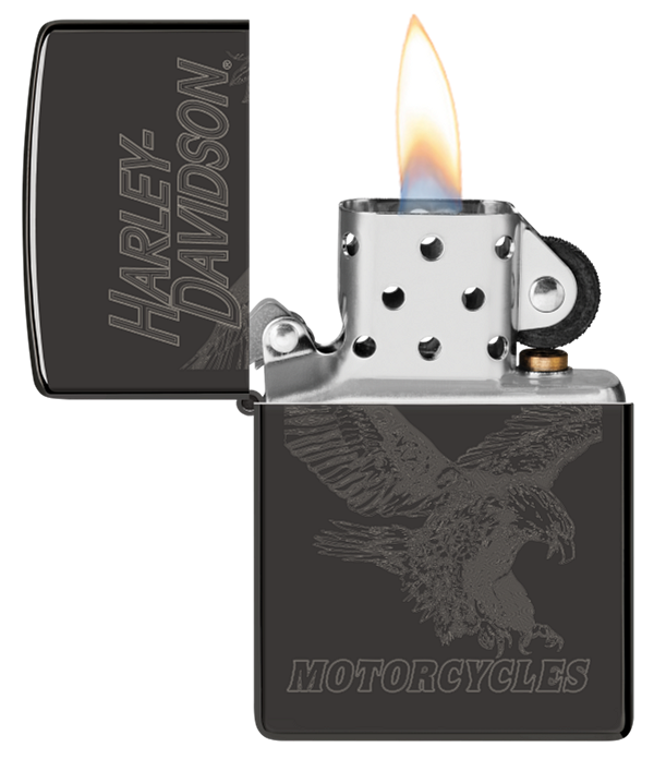 Zippo Harley Davidson Laser Fancy Fill Design, High Polish Black Lighter #48601