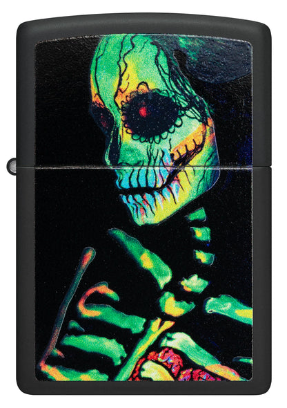 Zippo Skeleton Lady Black Light Design, Black Matte Lighter #48761