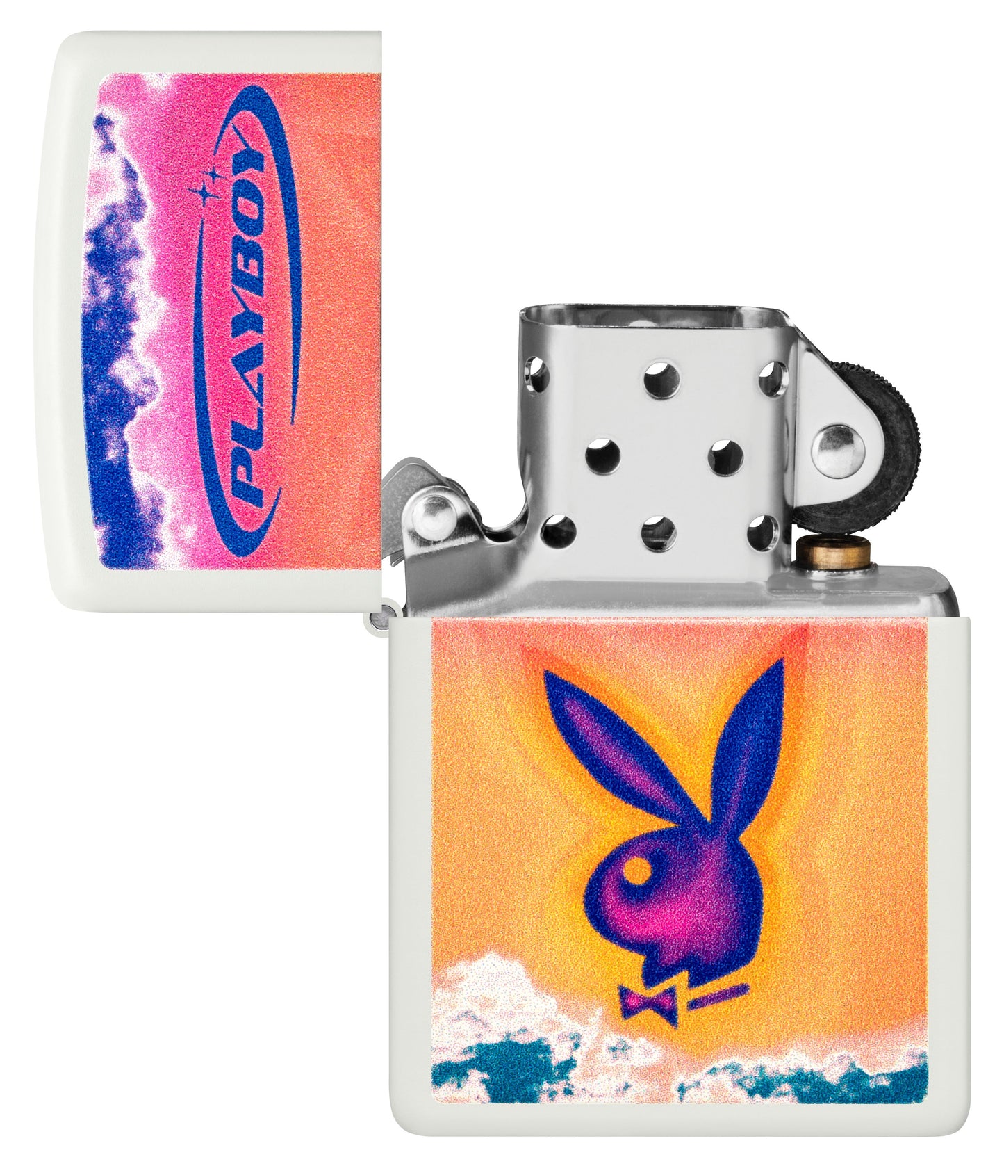 Zippo Playboy Sunset Logo, White Matte Lighter #48744