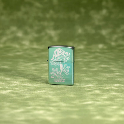 Zippo Mushroom Design, High Polish Green Lighter #46178