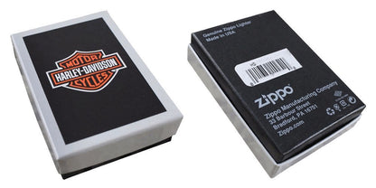 Zippo Harley-Davidson Brushed Chrome & Black Leather Pouch Gift Box Set