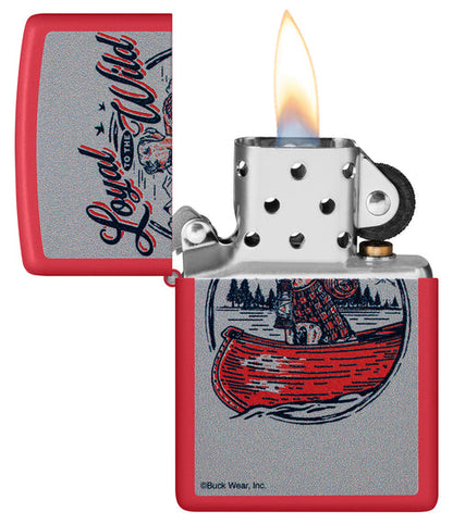 Zippo Buck Wear “Loyal to the Wild” Design, Red Matte Finish Lighter #46591
