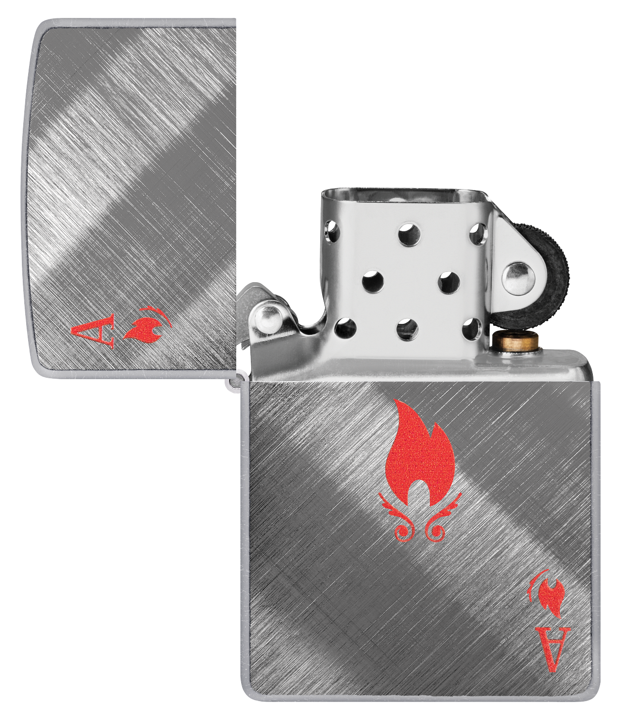 Zippo Ace of Flames Card, Diagonal Weave Finish Lighter #48451