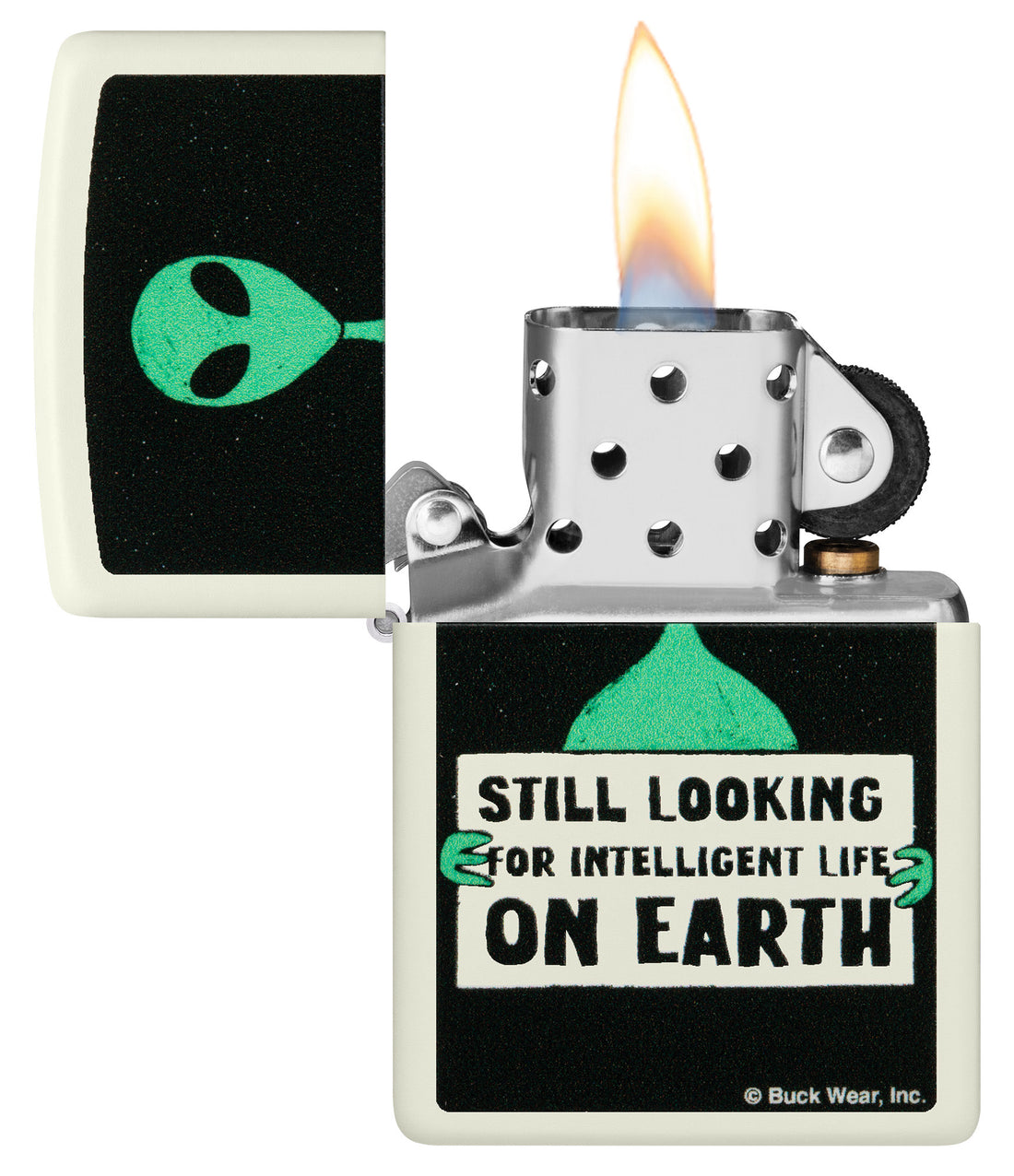 Zippo Buck Wear Alien Sign Glow-in-the-Dark Lighter #46092