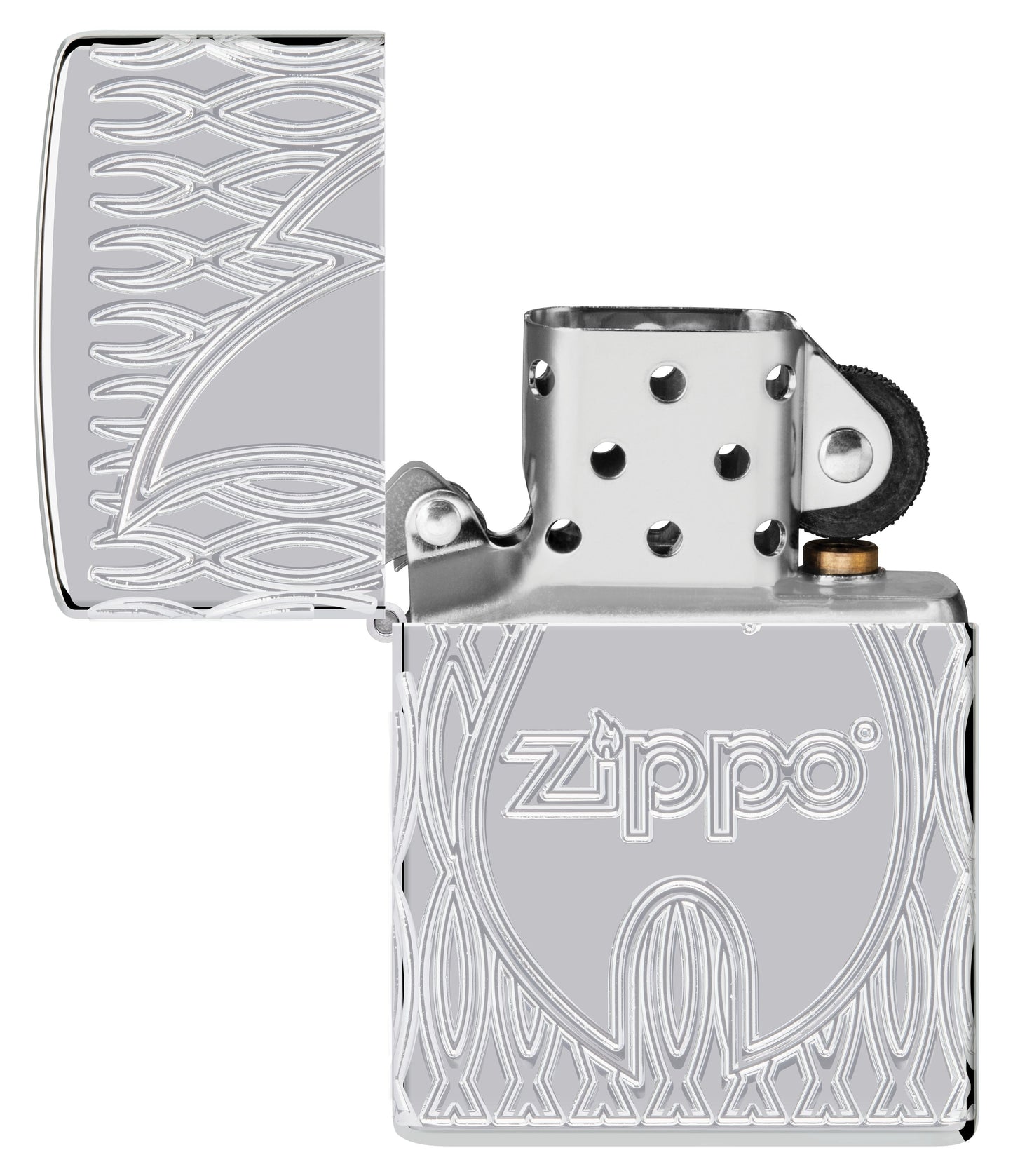 Zippo Flame Logo, High Polish Chrome Armor Lighter #48838