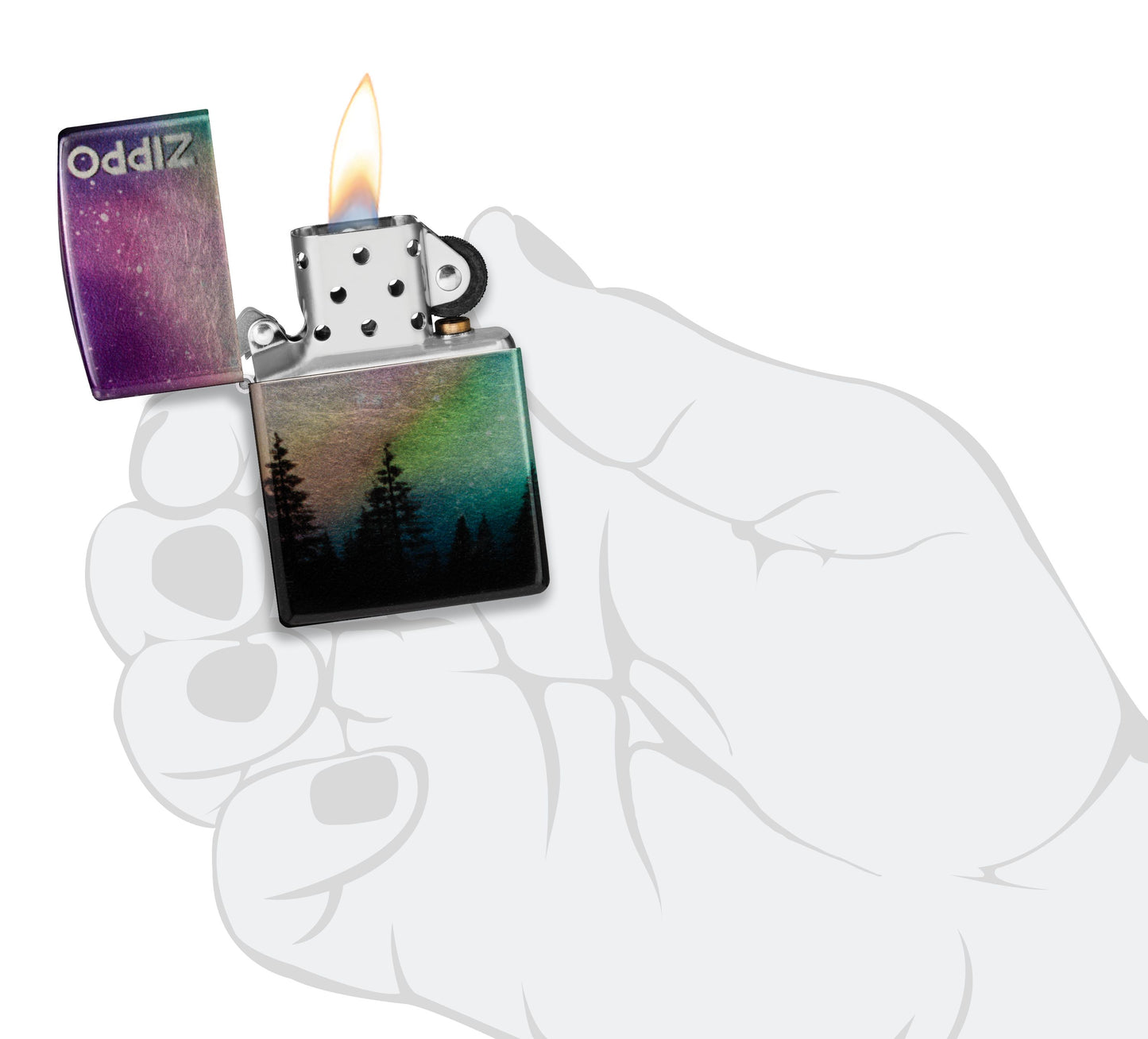 Zippo Aurora Borealis Design, 540 Tumbled Chrome Fusion Lighter #48771