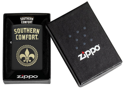 Zippo Southern Comfort Laser Engrave, Black Matte Finish Windproof Lighter #49834