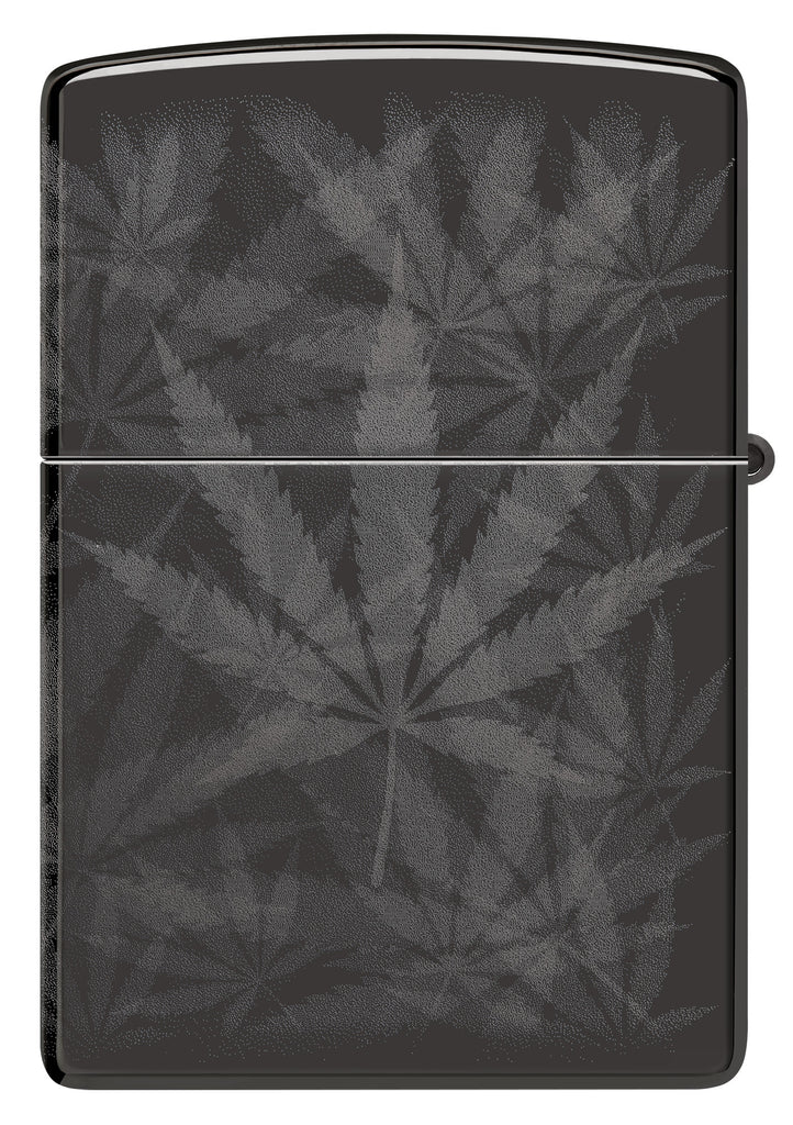 Zippo Cannabis 360 Design, High Polish Black Lighter #48924