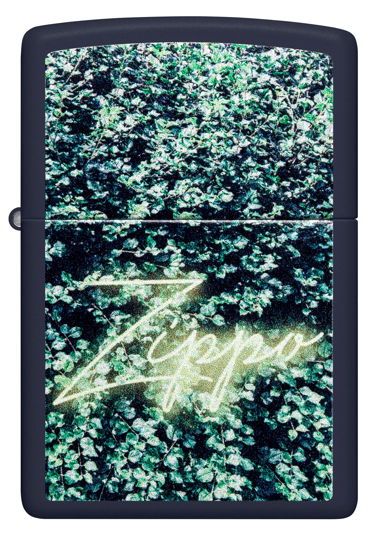 Zippo Neon Sign Greenery Wall, Navy Matte Lighter #48721