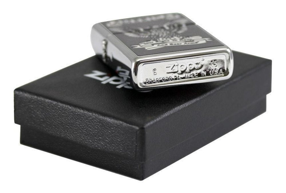 Zippo 28290, Eagle Lighter, Right to Bear Arms, High Polish Chrome #28290