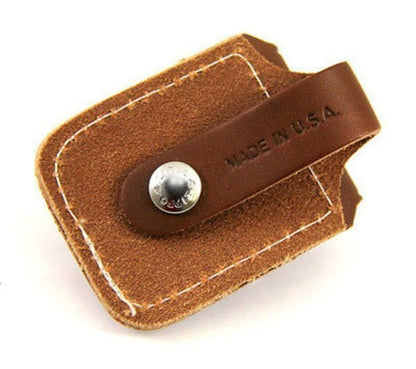 Zippo USMC Satin Chrome Lighter & Brown Leather Pouch Gift Box Set